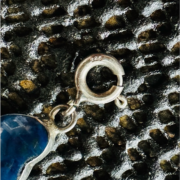 Vintage Lapis Lazuli .950 sterling silver bracelet with .925 clasp 6grams - Picture 9 of 11